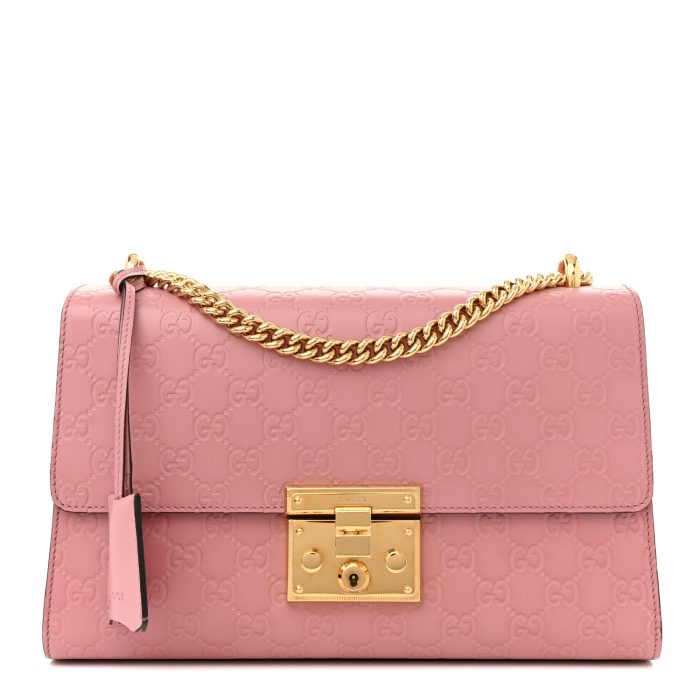 Gucci  Guccissima Signature Medium Padlock Shoulder Bag Rose Baby Candy