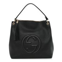 Gucci  GUCCI Pebbled Calfskin Large Soho Hobo Black