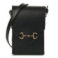 Gucci  Dollar Calfskin Vertical Horsebit 1955 Crossbody Bag Black