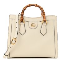 Gucci  Wonka Grain Calfskin Small Diana Tote Bag Mystic White Cuir