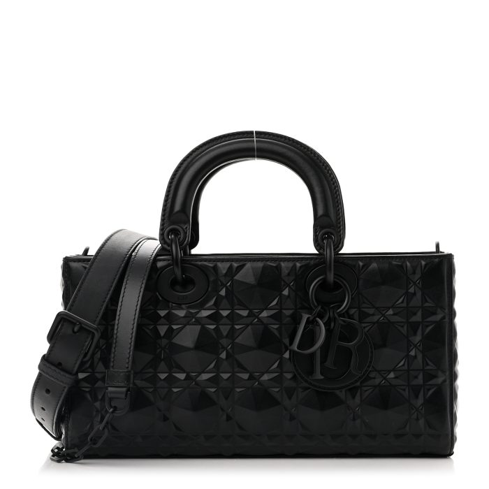 Christian Dior  Calfskin Cannage Diamond Medium Lady D-Joy Black