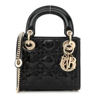 Christian Dior  Patent Cannage Mini Lady Dior Black