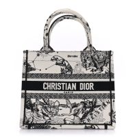 Christian Dior  Canvas Embroidered Small Zodiac Toile De Jouy Book Tote Latte