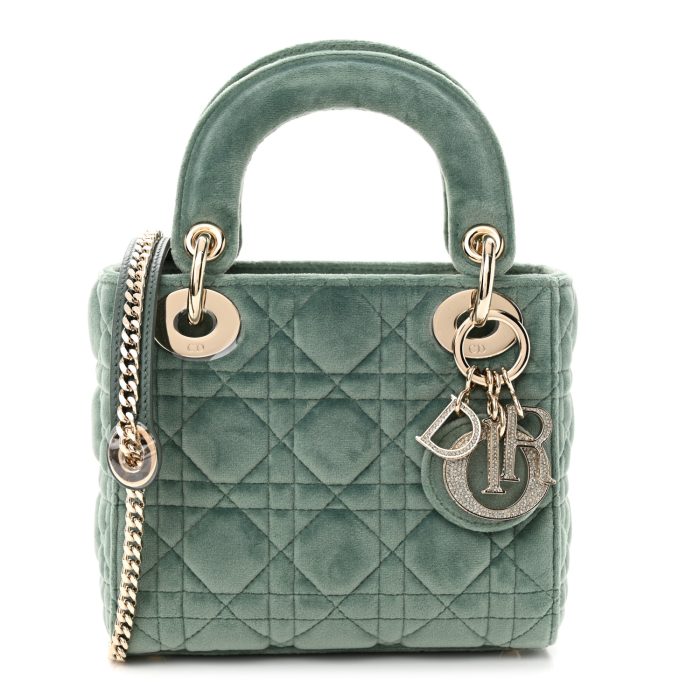 Christian Dior  Velvet Mini Lady Dior Green