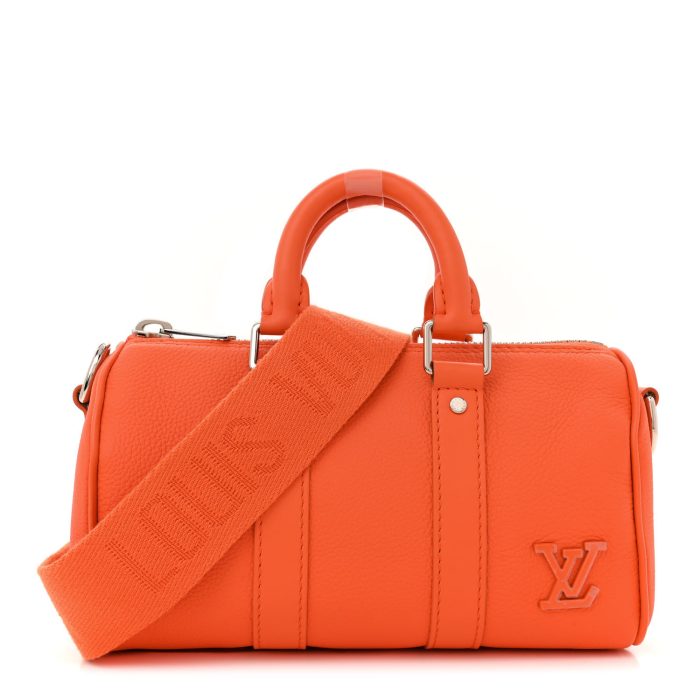 LOUIS VUITTON  Grained Calfskin Aerogram Keepall XS Orange