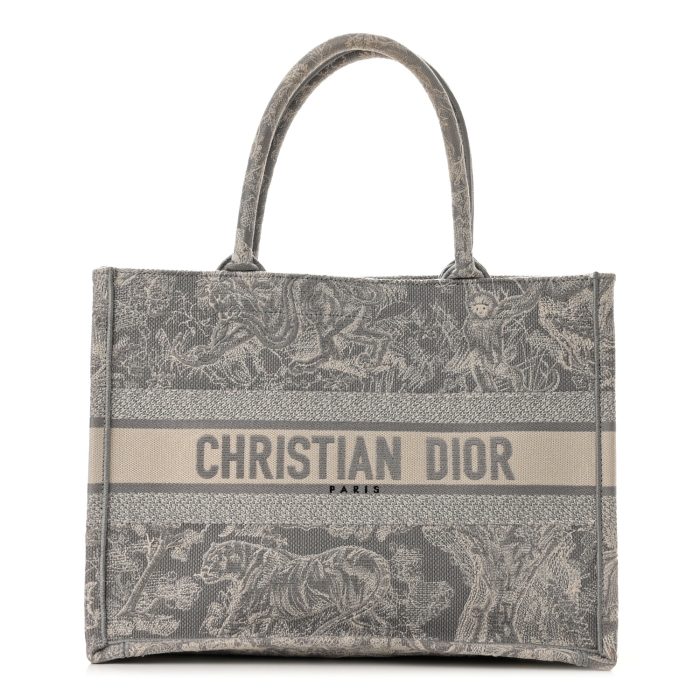 Christian Dior  CHRISTIAN DIOR Canvas Embroidered Medium Dioriviera Toile De Jouy Book Tote Gray