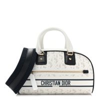 Christian Dior  Perforated Calfskin Small Dior Vibe Classic Bowling Bag White