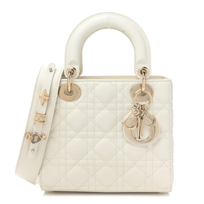 Christian Dior  Lambskin Cannage Small My ABCDior Lady Dior White