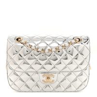 Chanel  Mirror Calfskin Metallic Calfskin Medium Hollywood Boulevard Flap With Star Coin Purse Silvery