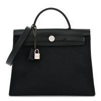 Hermes  Military Toile Vache Hunter Herbag Zip PM 31 Black