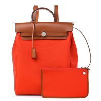 Hermes  Military Toile Vache Hunter Herbag a Dos Zip Retourne Backpack Orange Mecano Fauve