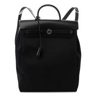 Hermes  Military Toile Vache Hunter Herbag a Dos Zip Retourne Backpack Black