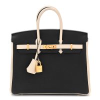 Hermes  Togo Horseshoe Birkin 25 Black Craie