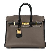 Hermes  Epsom Horseshoe Birkin 25 Etoupe Black