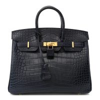 Hermes  Matte Alligator Birkin 25 Bleu Indigo