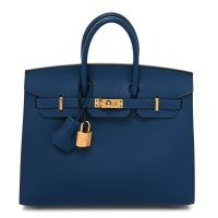 Hermes  Madame Calfskin Birkin Sellier 25 Deep Blue