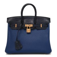 Hermes  Taurillon Novillo Matte Alligator Birkin Touch 25 Bleu Saphir Marine