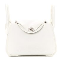 Hermes  Taurillon Clemence Mini Lindy 20 New White