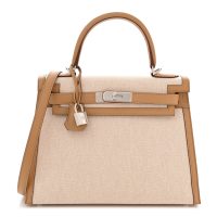 Hermes  Toile H Swift Kelly Sellier 28 Ecru Biscuit