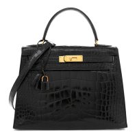 Hermes  Shiny Alligator Kelly Sellier 28 Black