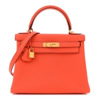 Hermes  Togo Kelly Retourne 28 Orange Poppy