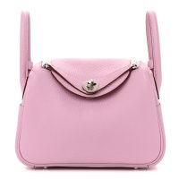 Hermes  Taurillon Clemence Mini Lindy 20 Mauve Sylvestre