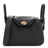 Hermes  Taurillon Clemence Mini Lindy 20 Black