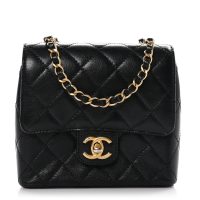 Chanel  CHANEL Goatskin Quilted Mini Square Flap Black