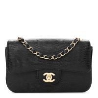 Chanel  Lizard Mini Rectangular Flap Black