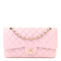 Chanel  Iridescent Calfskin Quilted Medium Double Flap Light Pink