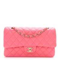 Chanel  Lambskin Quilted Medium Double Flap Pink