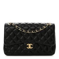 Chanel  Lambskin Quilted Jumbo Double Flap Black