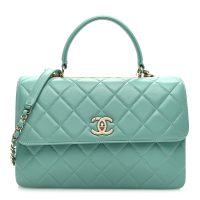 Chanel  CHANEL Lambskin Quilted Medium Trendy CC Flap Dual Handle Bag Light Green