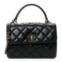 Chanel  Lambskin Quilted Small Trendy CC Chain Dual Handle Flap Bag Black