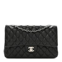 Chanel  Lambskin Quilted Medium Double Flap Black