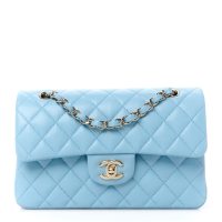 Chanel  Caviar Quilted Small Double Flap Light Blue