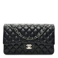 Chanel  CHANEL Lambskin Quilted Medium Double Flap Black