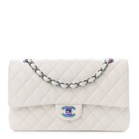 Chanel  Iridescent Caviar Quilted Medium Double Flap White