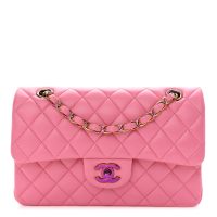 Chanel  CHANEL Lambskin Quilted Small Double Flap Pink Yellow