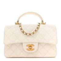 Chanel  Caviar Quilted Mini Top Handle Rectangular Flap White