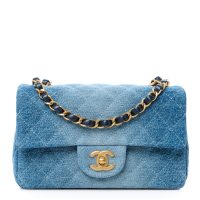 Chanel  Washed Denim Quilted Mini Rectangular Flap Blue