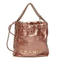 Chanel  Metallic Calfskin Quilted Mini Chanel 22 Copper