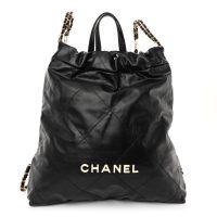 Chanel  CHANEL Shiny Calfskin Quilted Chanel 22 Backpack Black