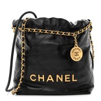 Chanel  Shiny Calfskin Quilted Mini Chanel 22 Black