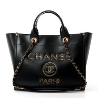 Chanel  Caviar Small Studded Deauville Tote Black