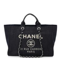 Chanel  Denim Medium Deauville Tote Dark Blue