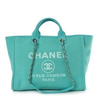 Chanel  Mixed Fibers Medium Deauville Tote Turquoise