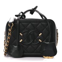 Chanel  Caviar Quilted Small CC Filigree Vanity Case Black