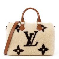 Louis Vuitton  Monogram Shearling Speedy Bandouliere 25 Cream Brown