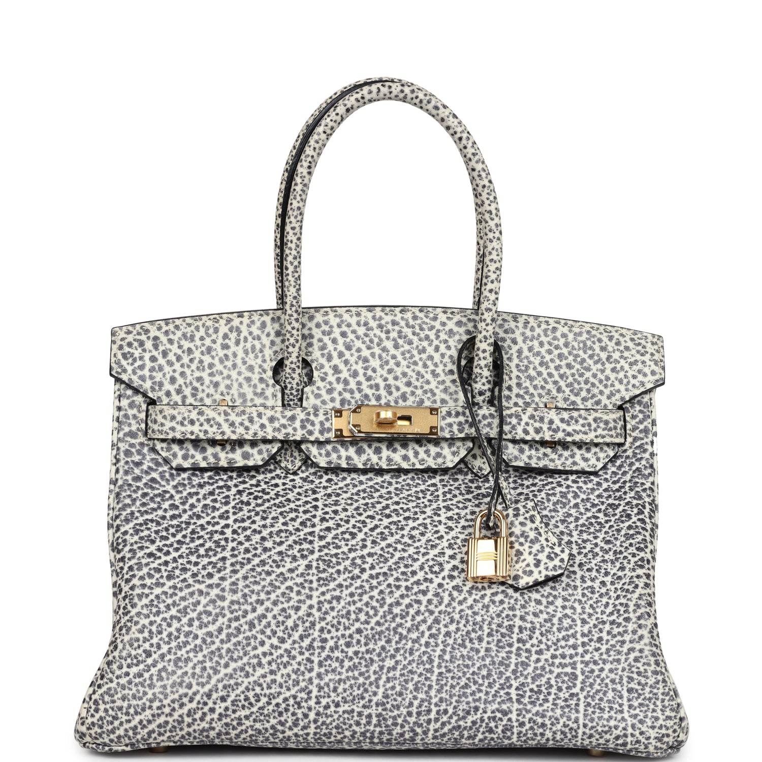 Hermes Birkin 30 White Dalmatian Buffalo Gold Hardware